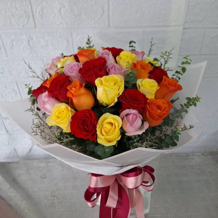 ช่อกุหลาบรวมสี 30 ดอก